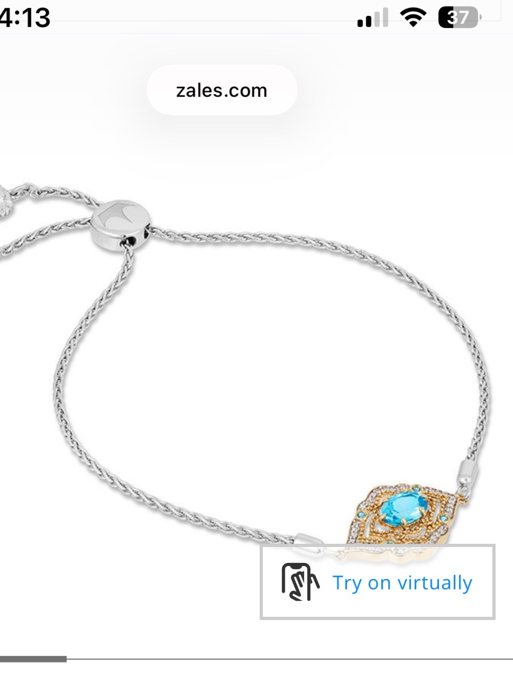 Disney Enchanted Aladdin Blue Topaz and Sterling Silver & 10K Gold Bracelet